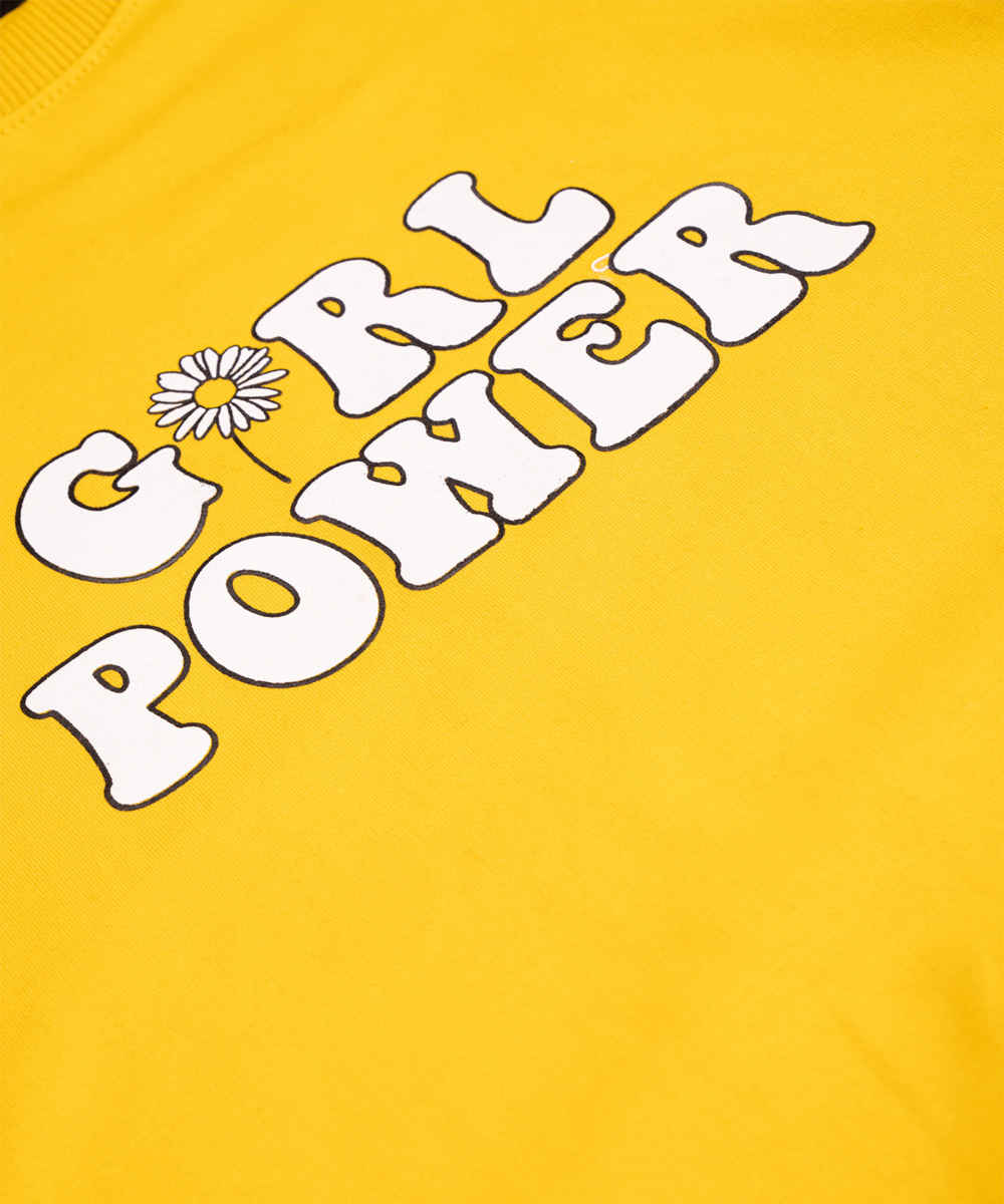 Sweat-shirt jaune décontracté pour femme Modèle Power Girl