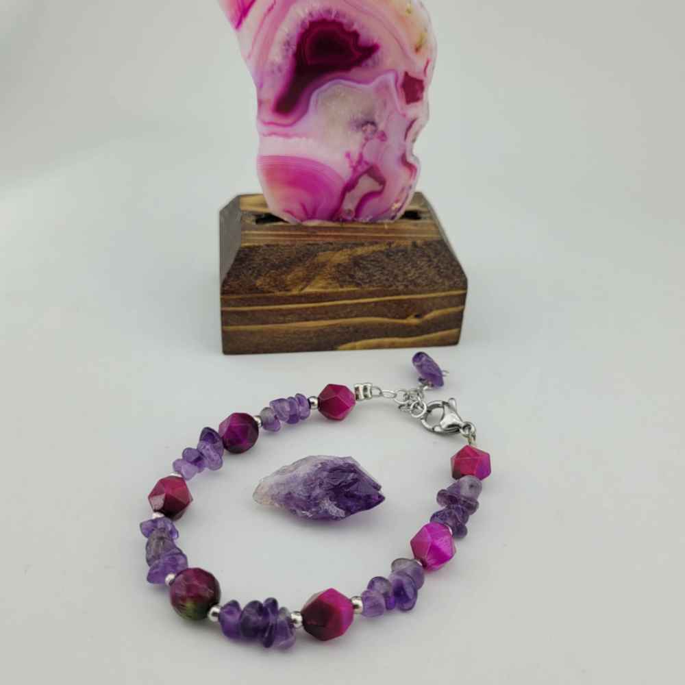 Bracelet Perlé pour Femme – Améthyste