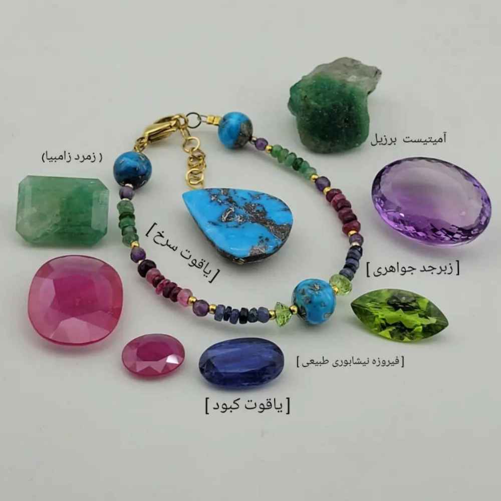 Bracelet Perlé pour Femme – Émeraude, Rubis & Pierres Turquoises