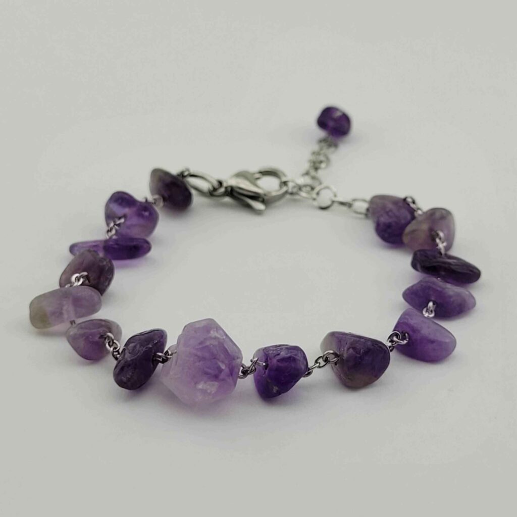 Bracelet Perlé pour Femme – Améthyste Violette