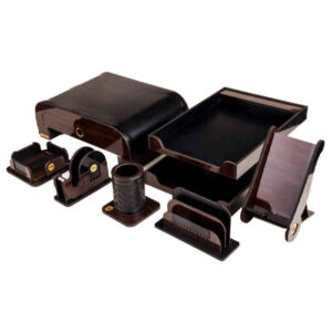Accessoires organiseur de bureau en bois – Modèle Farnaz (8 pièces)