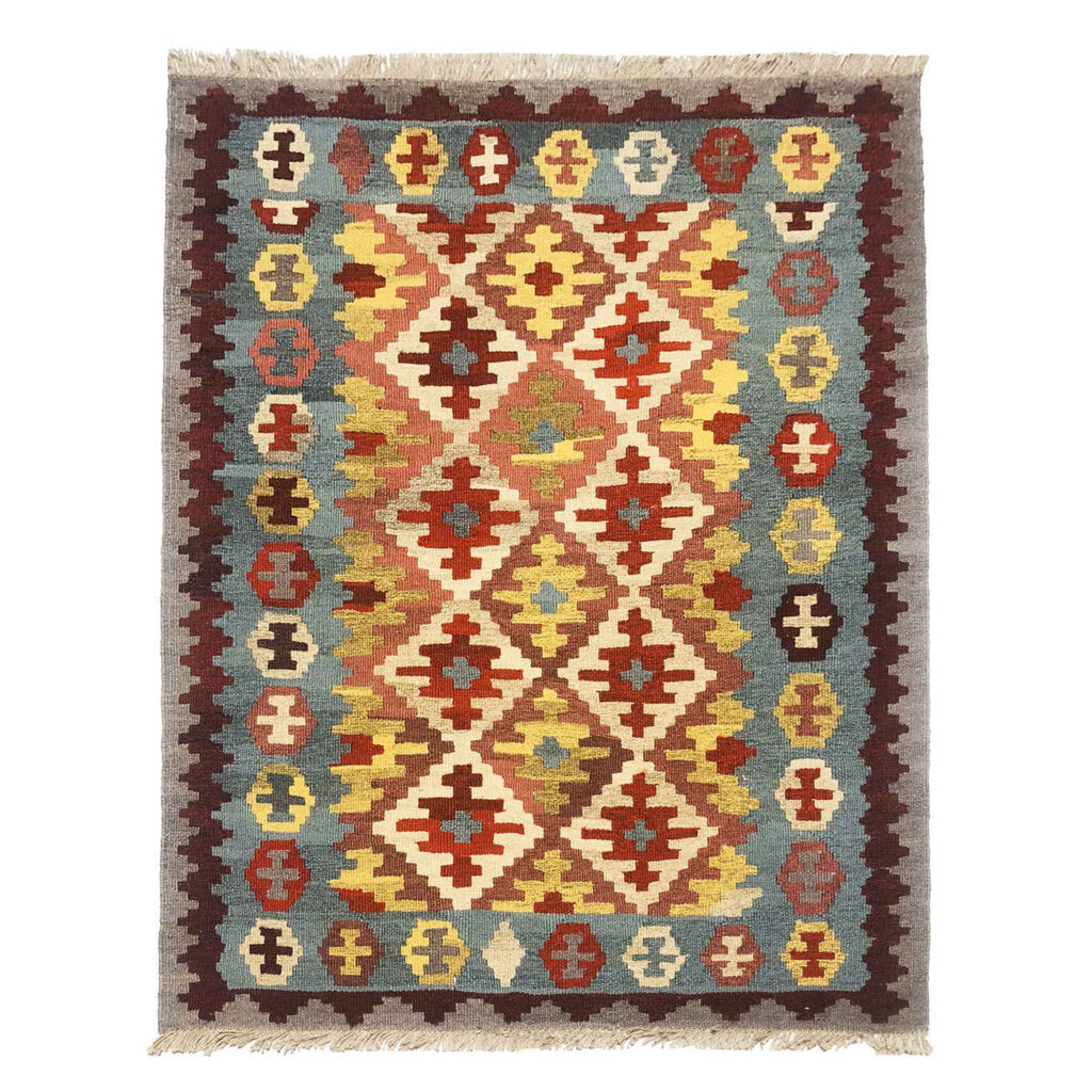 Tapis Kilim en laine persane tissé à la main Traditionnel Modèle Dastris