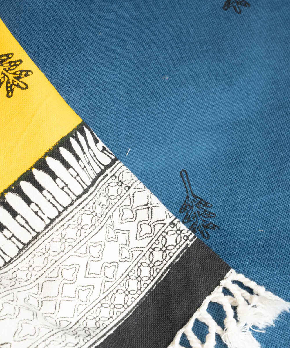 Nappe en lin imprimé au block modèle Techra