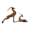 Ensemble de 2 figurines décoratives de gazelles brunes - Décor artistique de la faune