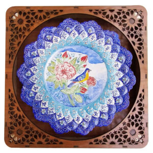 Assiette Décorative en Cuivre Peinte à la Main avec Émail Persan Minakari Florale