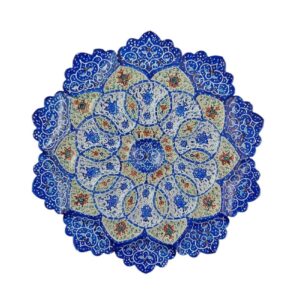 Assiette Décorative en Cuivre Peinte à la Main avec Émail Persan Minakari Lajevard