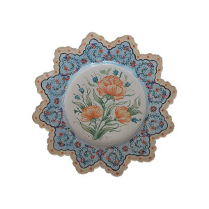 Assiette Décorative en Cuivre Peinte à la Main avec Émail Persan Minakari Florale