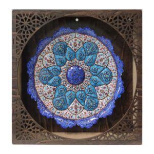 Assiette Décorative en Cuivre Peinte à la Main avec Émail Persan Minakari Tanin