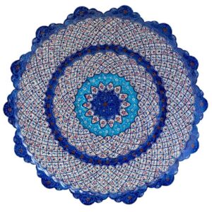 Assiette Décorative en Cuivre Peinte à la Main avec Émail Persan Minakari Nastaran
