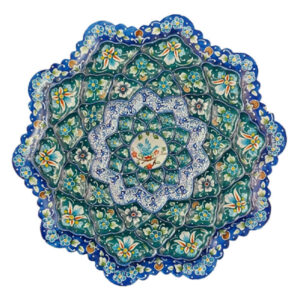 Assiette Décorative en Cuivre Peinte à la Main avec Émail Persan Minakari Taranom