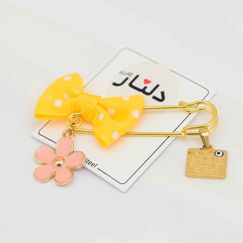 Broche épingle de sûreté islamique dorée pour enfants Fleur