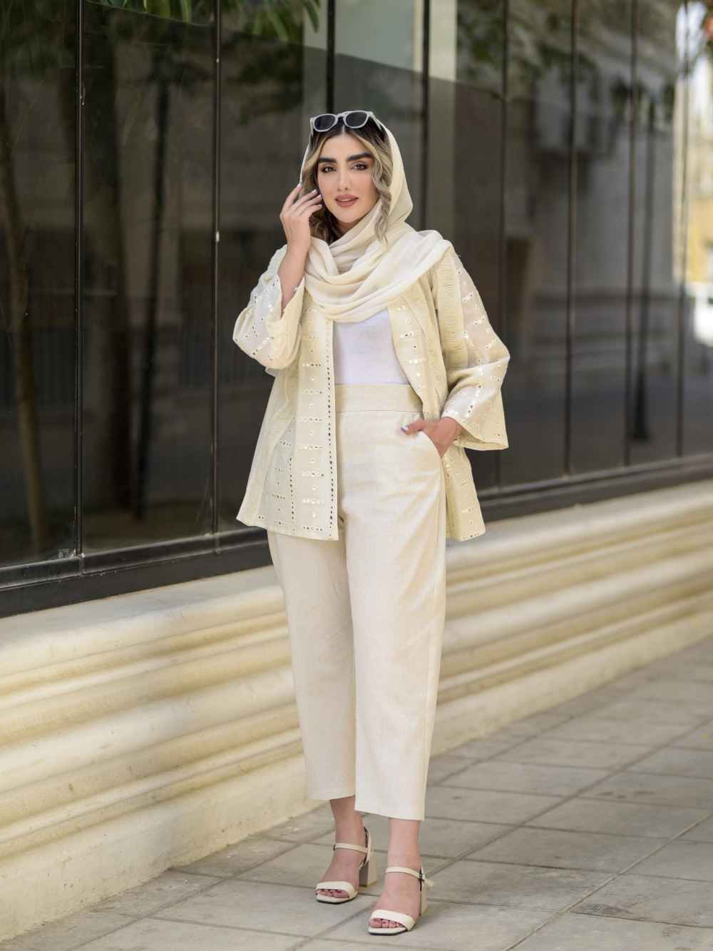 Manteau crème persan & pantalon modèle Jeyran