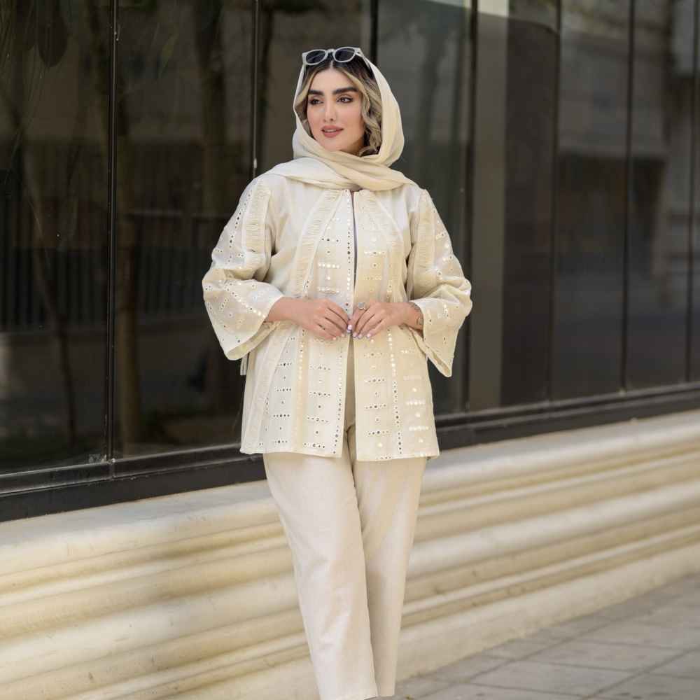 Manteau crème persan & pantalon modèle Jeyran