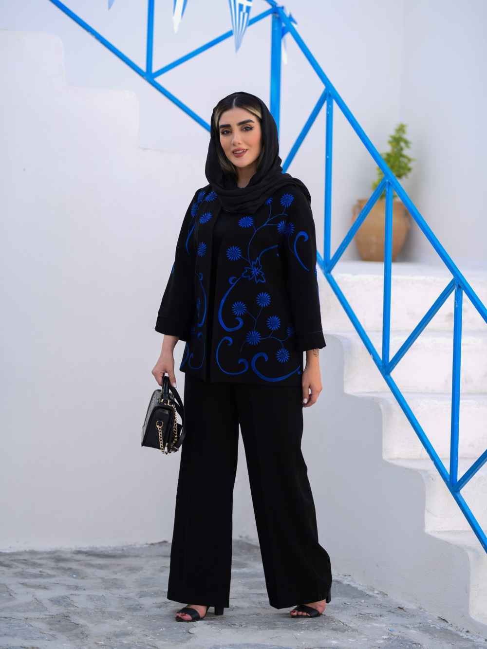 Manteau brodé persan & pantalon modèle Hanis