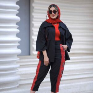 Ensemble manteau brodé persan & pantalon modèle Delbar