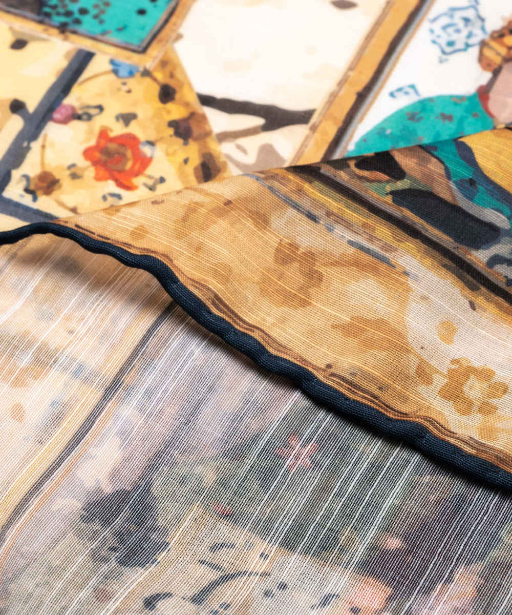 Foulard en soie persane pour femme – Luxe et vibrant carré Khosro o Shirin