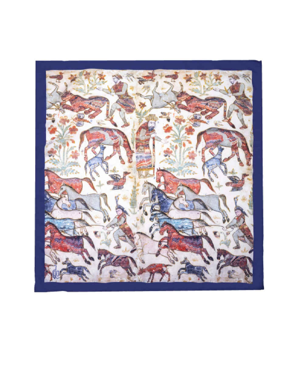 Foulard en soie persane pour femme – Luxe et vibrant carré Rakhsh