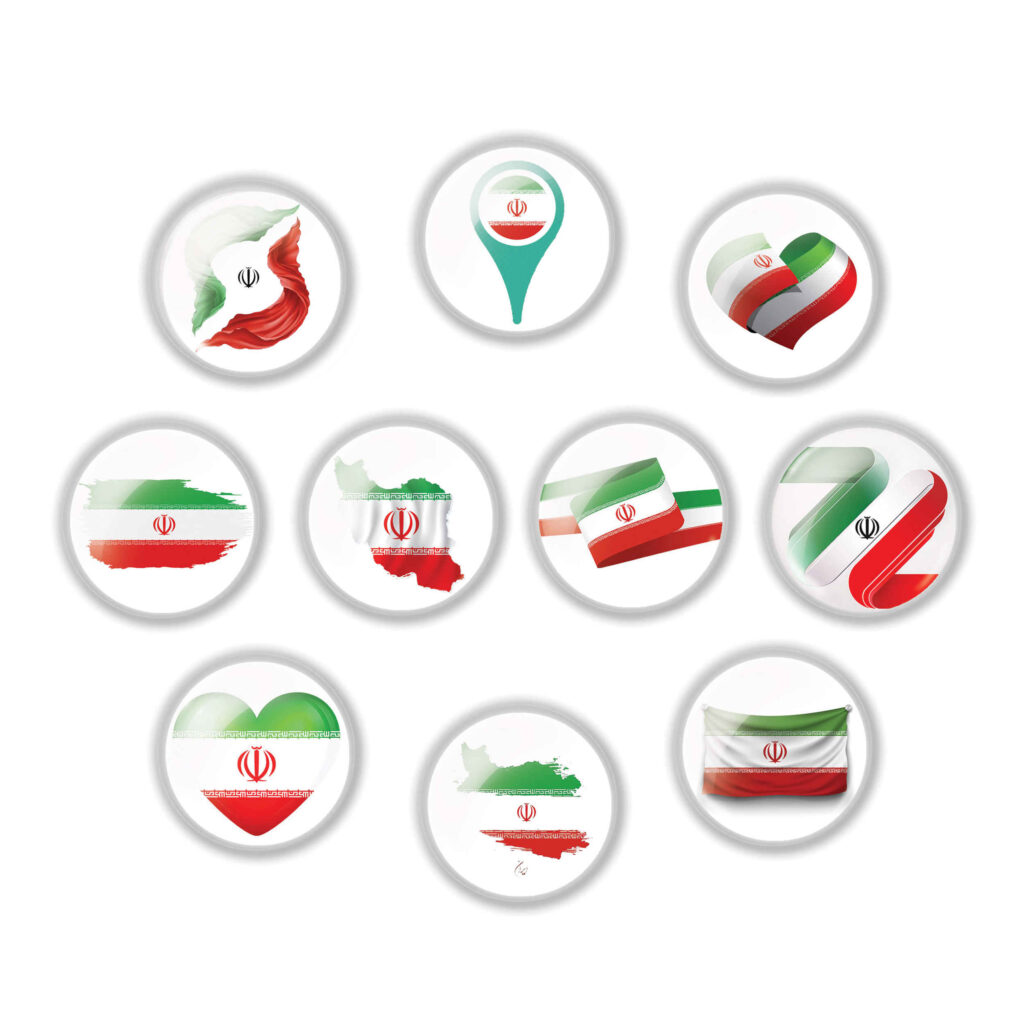 Ensemble de Badges à Épingle – Drapeau de l’Iran (10 pièces)