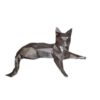 Figurine géométrique de chat cubisme argenté - Sculpture animale artistique