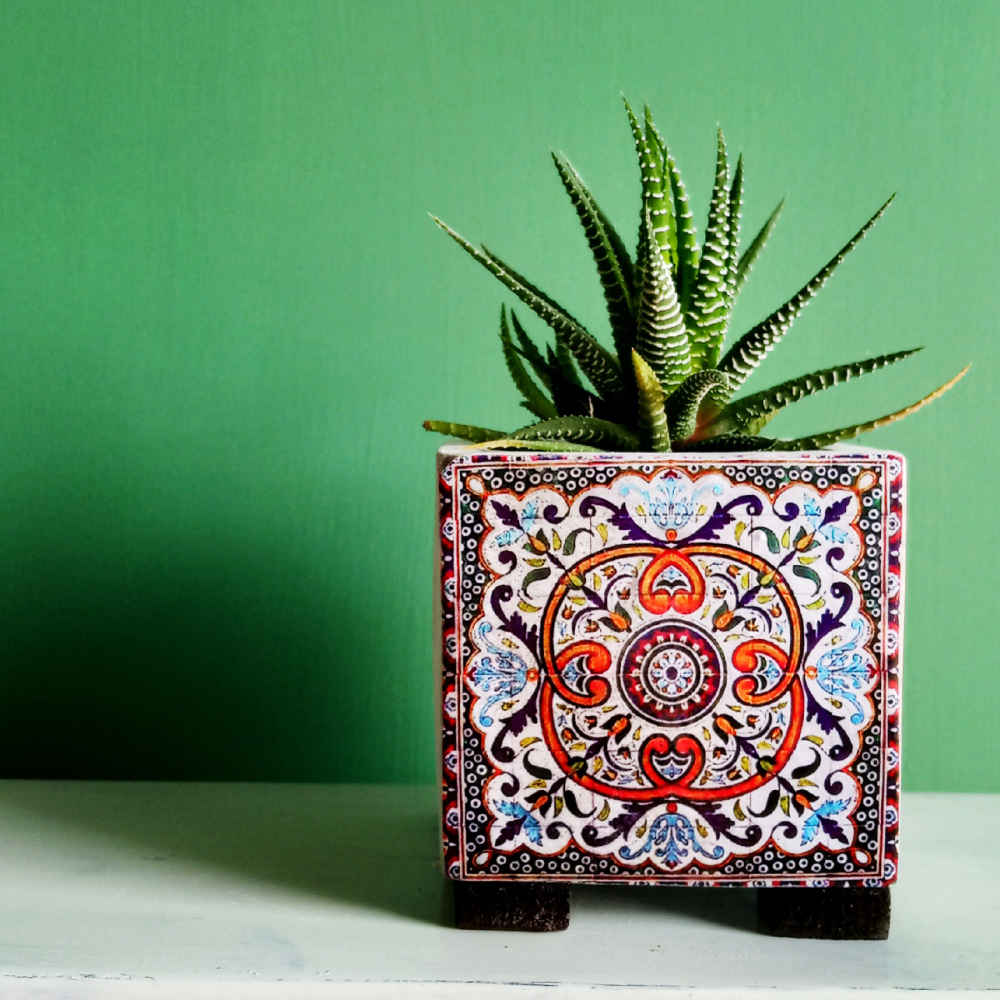 Vase décoratif persan en béton carré modèle Farimah