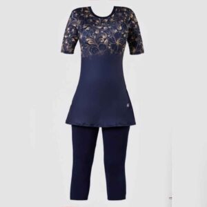 Maillot de Bain à Deux Pièces pour Femmes à Manches Courtes Modèle Floral