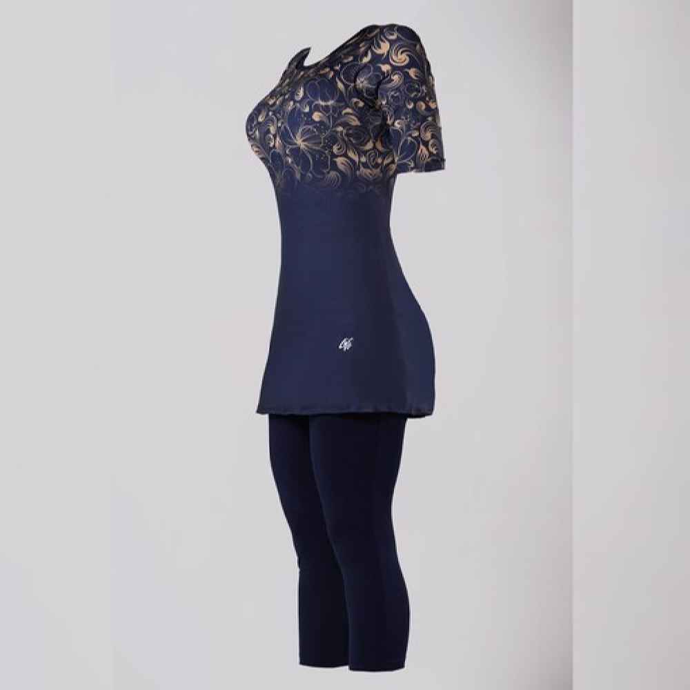 Maillot de Bain à Deux Pièces pour Femmes à Manches Courtes Modèle Floral