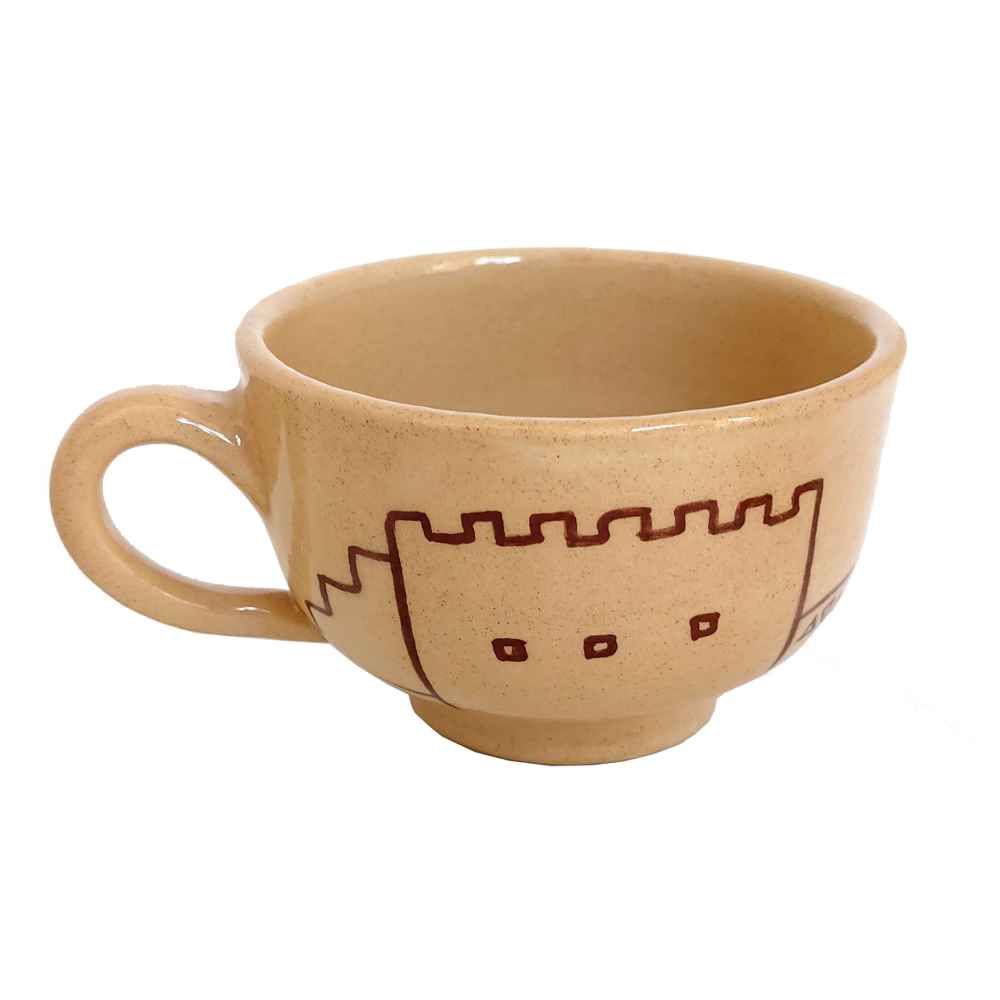 Ensemble Tasse à Thé Persane avec Soucoupe – Poterie à Motif Baadgir
