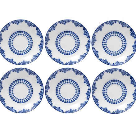 Assiette à thé persane – Porcelaine avec motif Samarghand (Lot de 6)