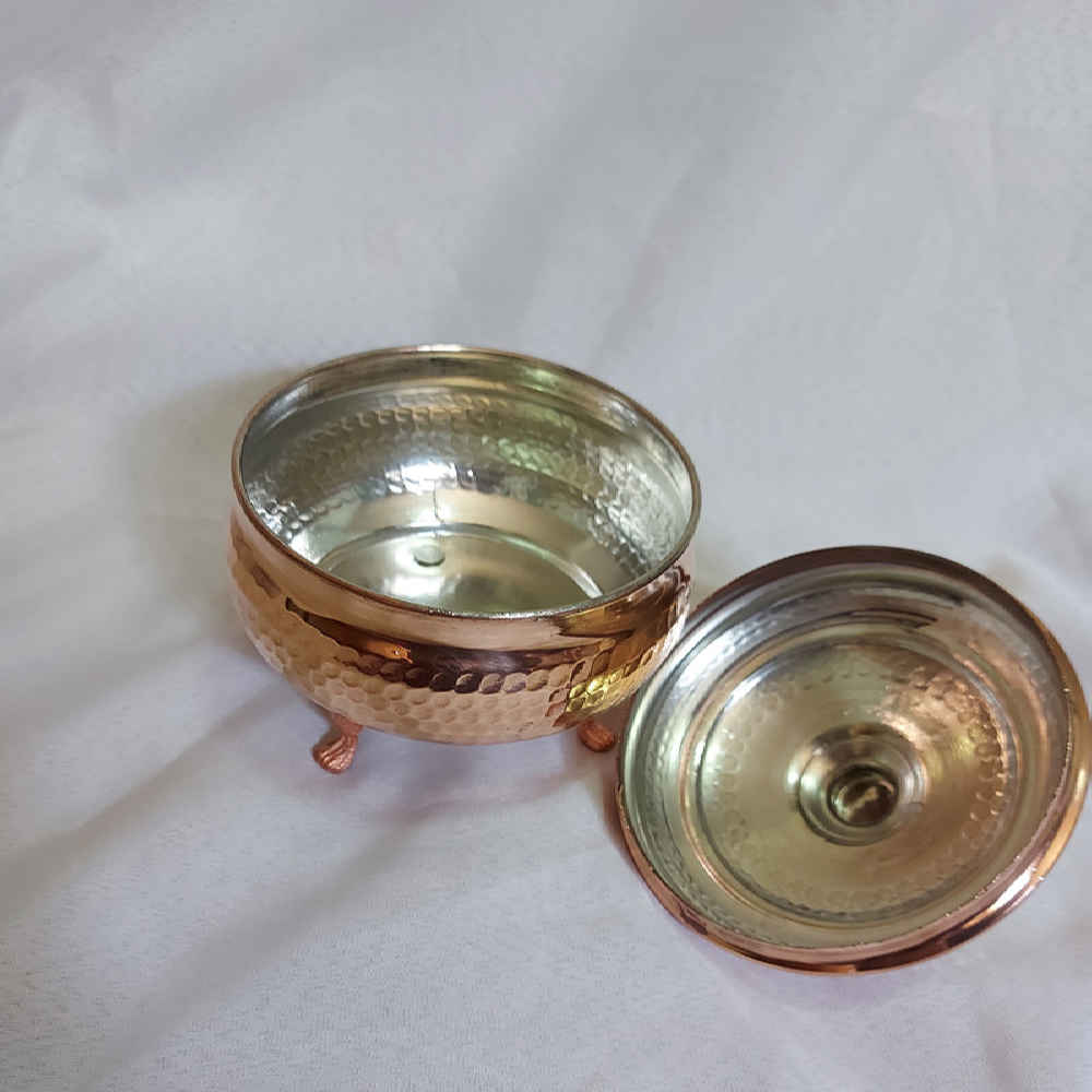 Sucrier persan artisanal en cuivre avec couvercle – Martelé Vida