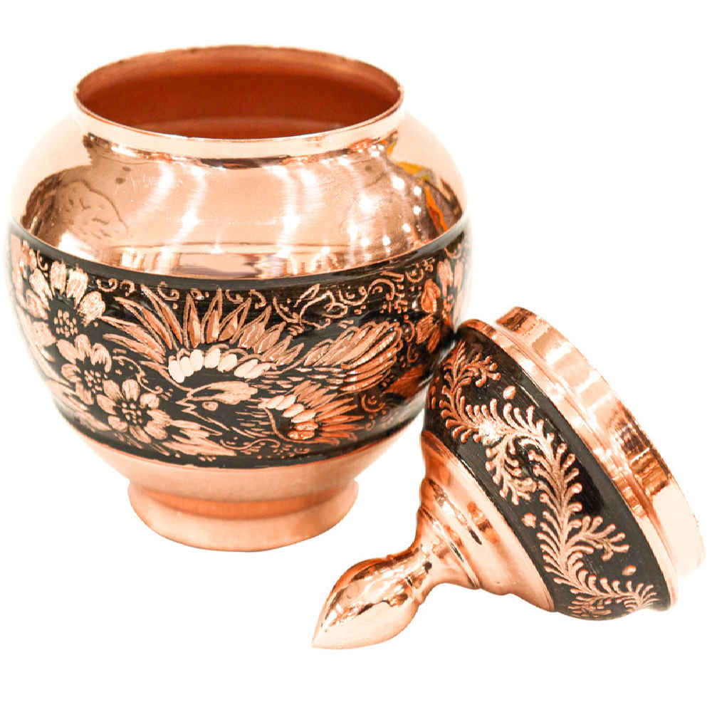 Sucrier persan artisanal en cuivre gravé Almas