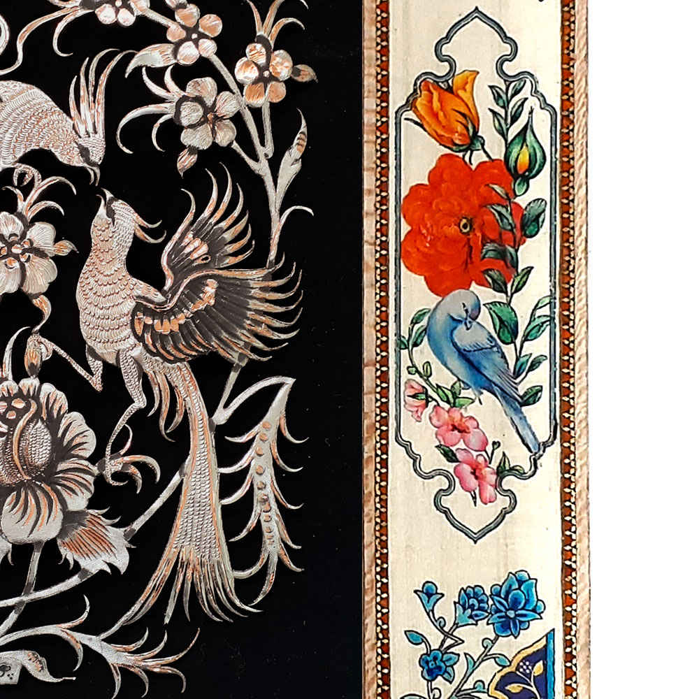 Art en cuivre gravé persan encadré fait main Farahnaz – Décoration murale traditionnelle