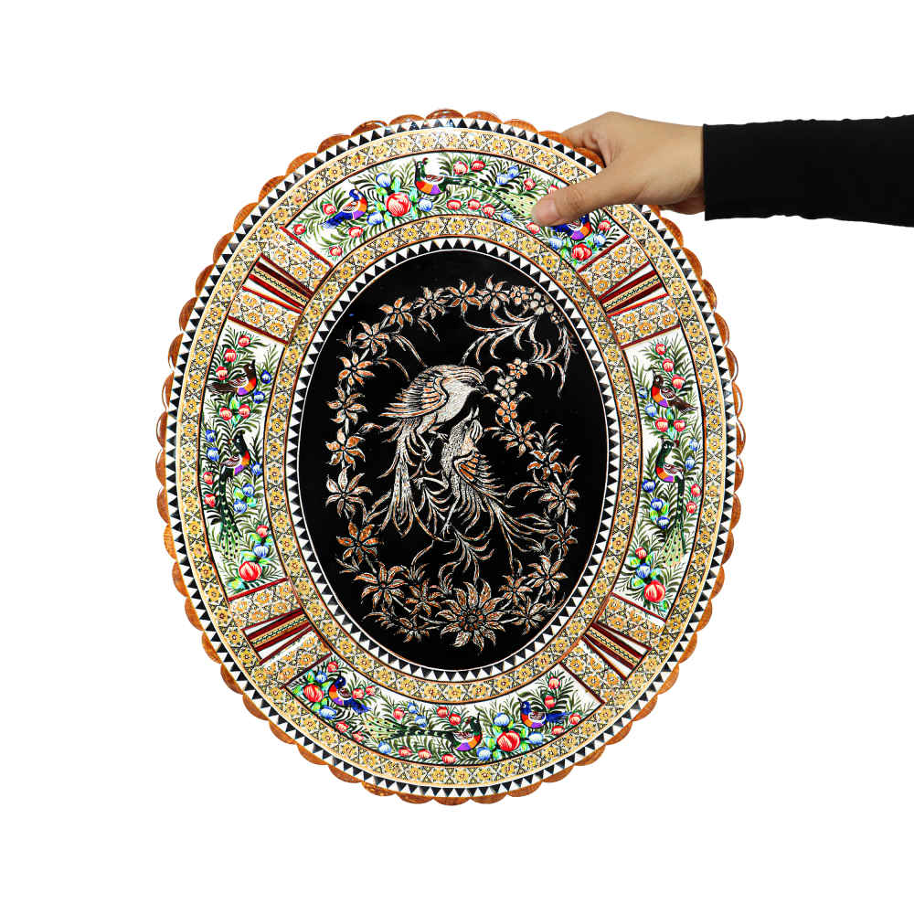 Art en cuivre gravé persan encadré fait main Rahil – Décoration murale traditionnelle