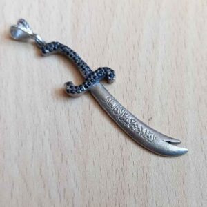 Collier épée Zulfiqar – Épée islamique Dhulfaqar en argent d’Imam Ali