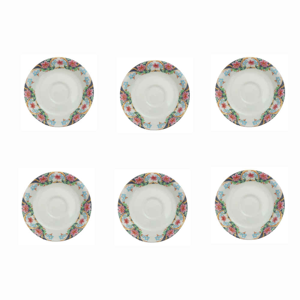 Assiette à thé persane – Porcelaine avec motif Nostalgique (Lot de 6)