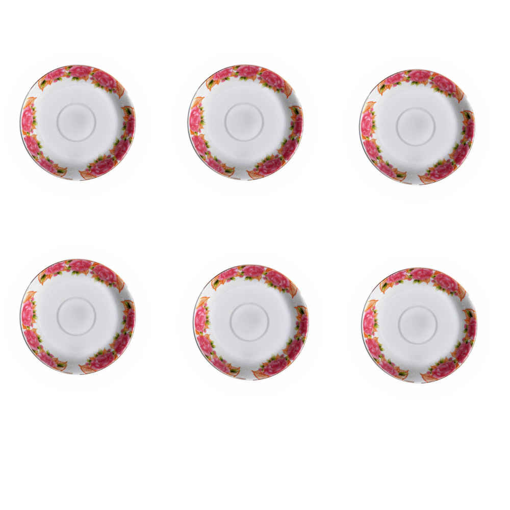 Assiette à thé persane – Porcelaine avec motif Rose (Lot de 6)
