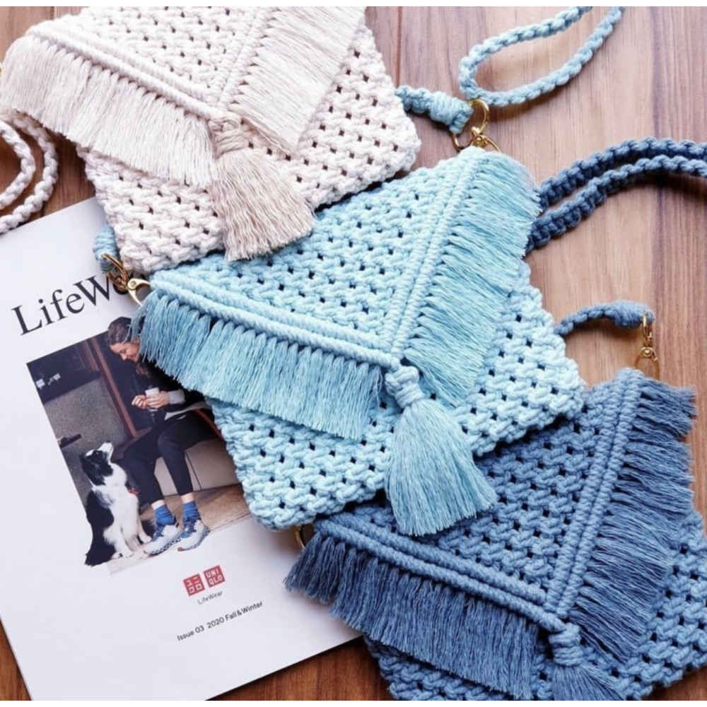 Sac à bandoulière macramé luxueux fait main