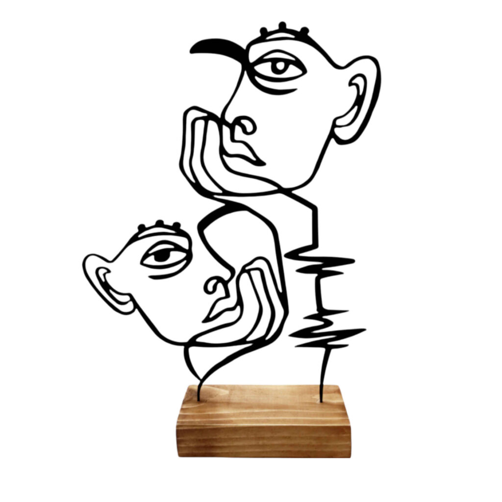 Sculpture d'art figurine minimaliste en métal