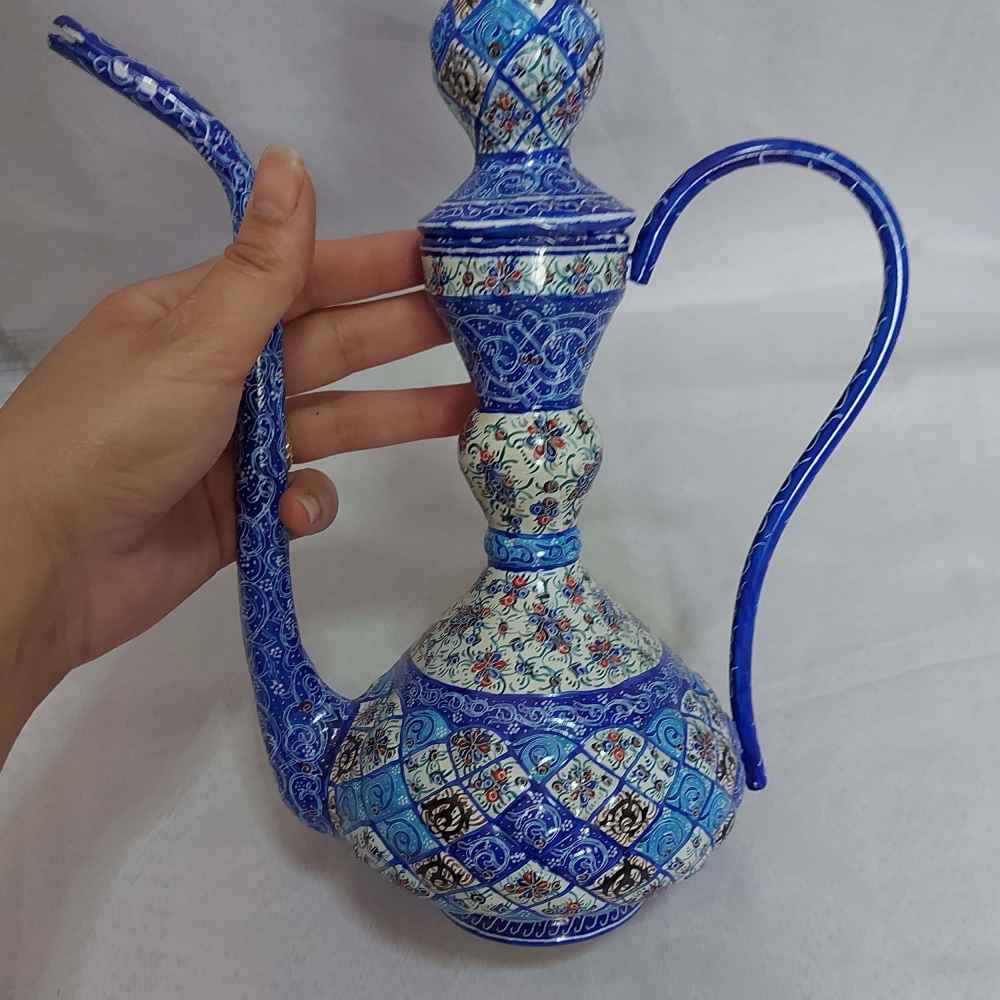 Flacon à eau de rose en cuivre persan – Émaillé Minakari Eslimi