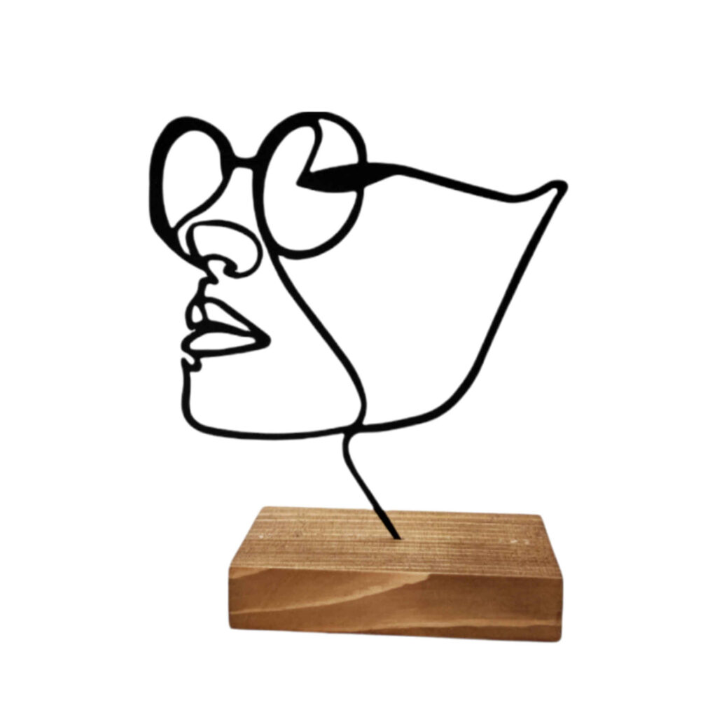 Sculpture d'art figurine minimaliste en métal - Dokhtar