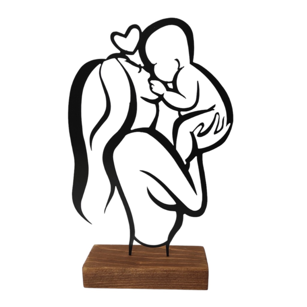 Sculpture d'art figurine minimaliste en métal - Mère