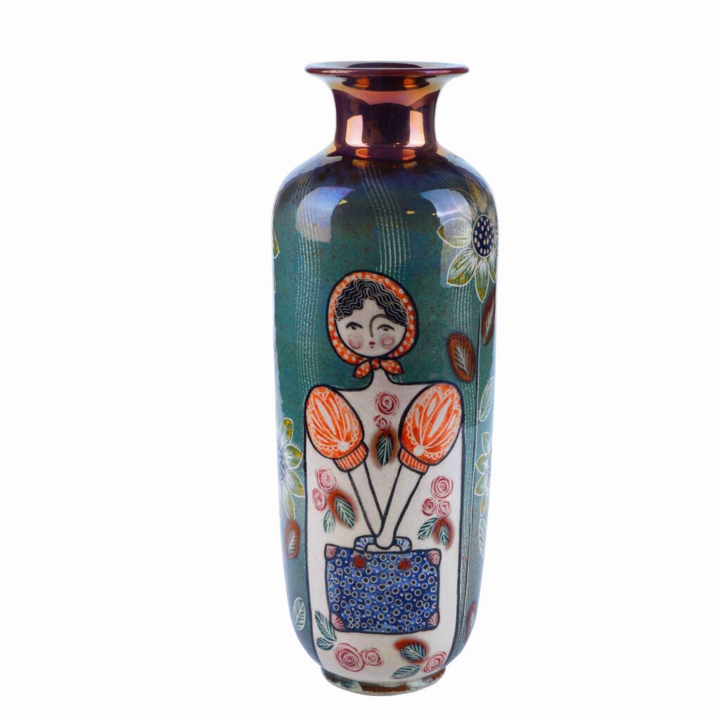 Petit vase en poterie pour une fleur – Cadeau parfait pour les amoureux des plantes, motif fille.