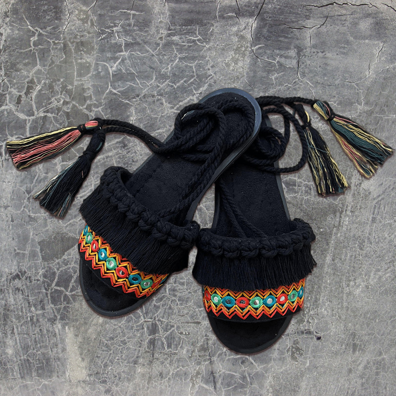 Sandales Boho Macramé Sling Back Modèle Sahel