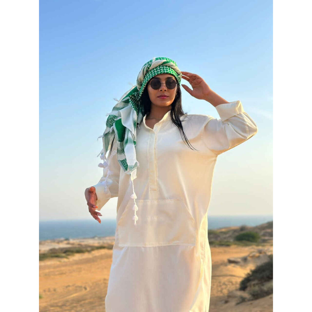 Dishdasha Thawb Blanc pour Femme – Robe traditionnelle de style arabe