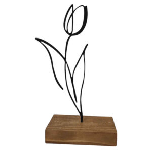 Sculpture d’art figurine minimaliste en métal – Fleur de tulipe