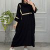 Abaya élégante pour femmes musulmanes avec tissu coton noir