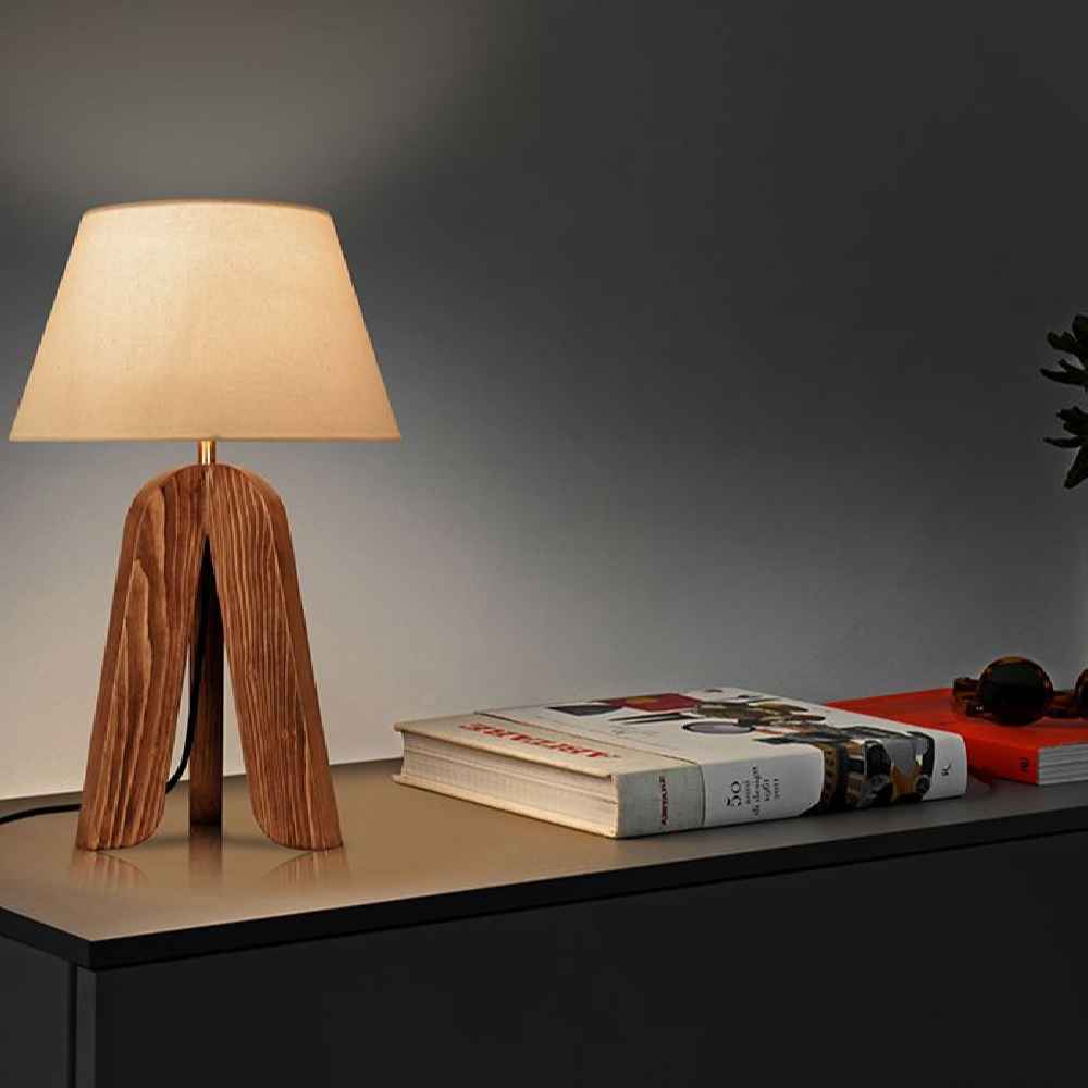 Lampe de table en bois fait main – modèle Messina