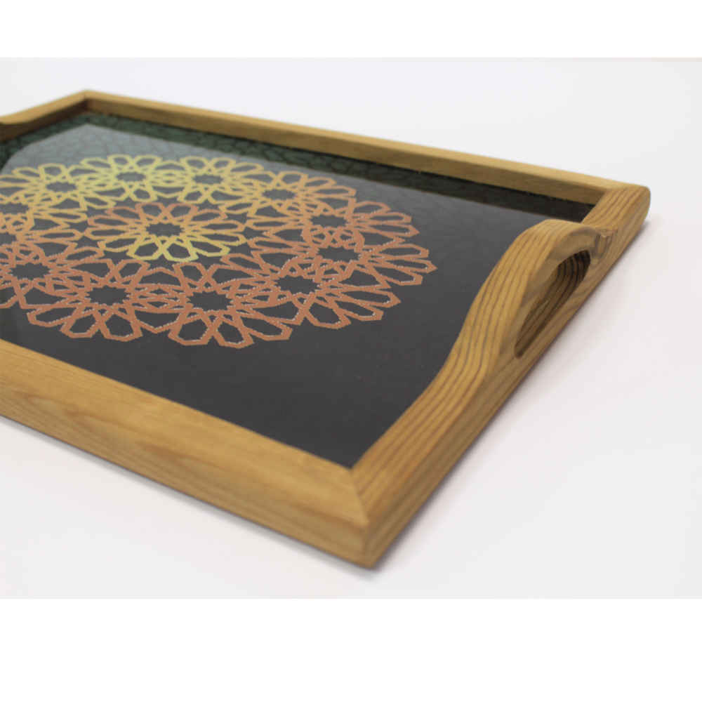 Plateau de service en bois persan – Mandala | Idéal pour le thé, le café et plus encore