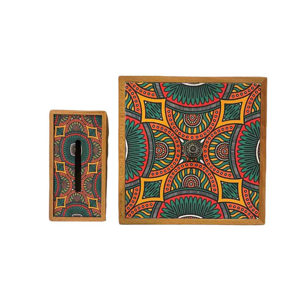 Ensemble corbeille et boîte à mouchoirs en bois – Modèle Sonati