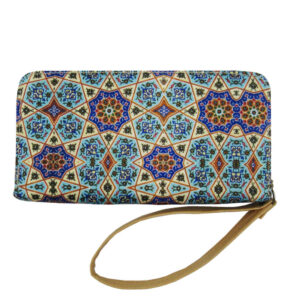 Portefeuille en tissu pour femmes avec motif inspiré de l’art persan Firoozeh