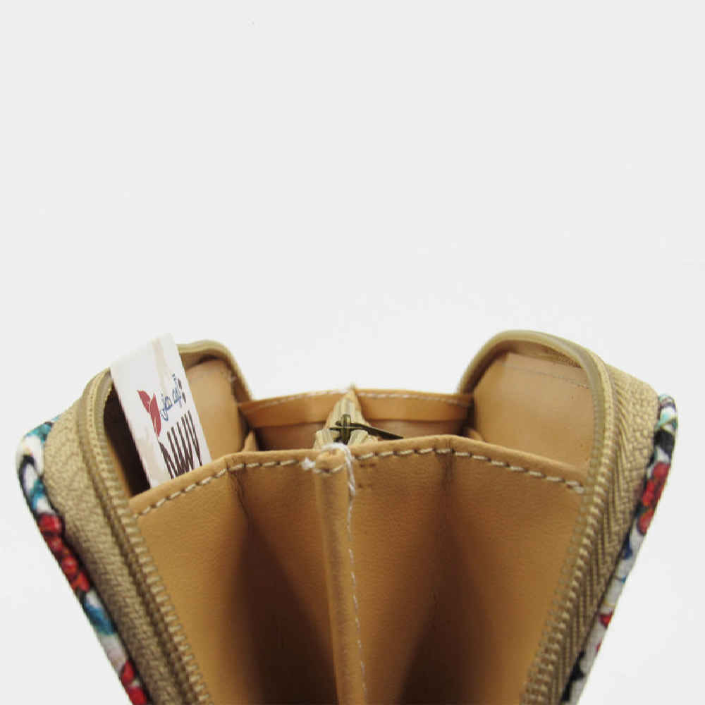 Portefeuille en tissu pour femmes avec motif inspiré de l’art persan Firoozeh